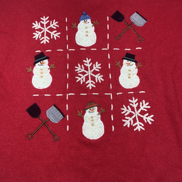 ❤️ Vintage Ugly Christmas Sweater Snowman tic-tac-toe - Picture 3 of 7